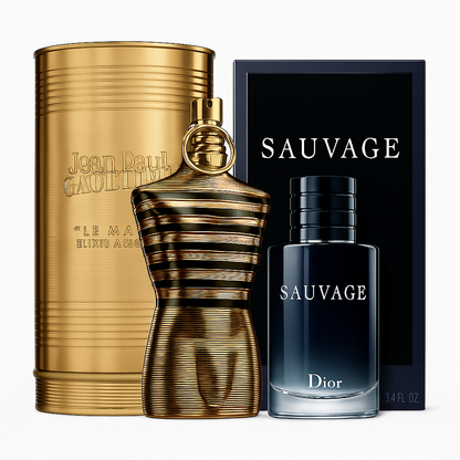 JPG Le Male Elixir 125ml y Sauvage Dior 100ml