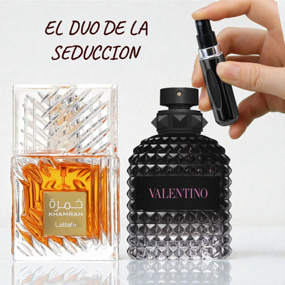 EL DUO DE LA SEDUCCION KHAMRAH + VALENTINO ROMA + ATOMIZADOR
