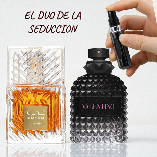 EL DUO DE LA SEDUCCION KHAMRAH + VALENTINO ROMA + ATOMIZADOR